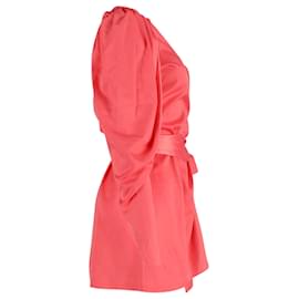 Autre Marque-Rotate Birger Christensen Bridget Vestido Mini Wrap em Cetim Rosa-Rosa