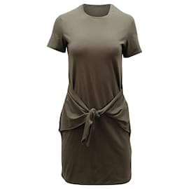 Theory-Theory Dakui Front Tie Dress in Olive Green Cotton-Green,Olive green