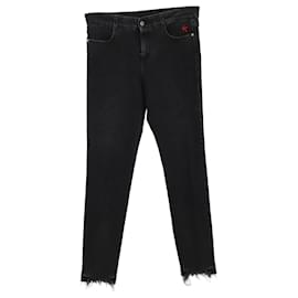 Stella Mc Cartney-Stella McCartney Raw Hem Jeans in Black Cotton Denim -Black