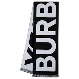 Burberry-Lenço com logo - Burberry - Lã - Preto-Preto