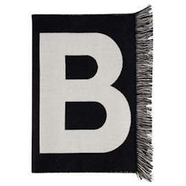 Burberry-Schal mit Logo – Burberry – Wolle – Schwarz-Schwarz