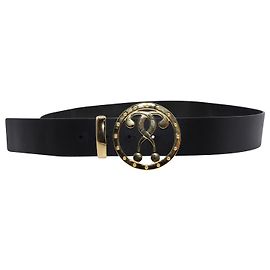 Ceinture point d'interrogation doublée Moschino en cuir noir Noir