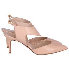Nicholas Kirkwood Salto Slingback em Couro Nude Marrom Carne