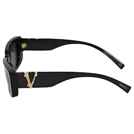 Versace-Versace Virtus Rectangular Sunglasses In Black Acetate-Black
