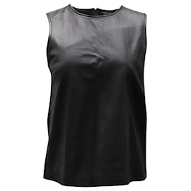Theory-Theory Sleeveless Textured Top in Black Leather-Black