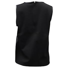 Theory-Theory Sleeveless Textured Top in Black Leather-Black
