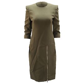 Alexander McQueen ROBE FENDUE AVEC FERMETURE ÉCLAIR en Acétate Vert Olive Vert Vert olive
