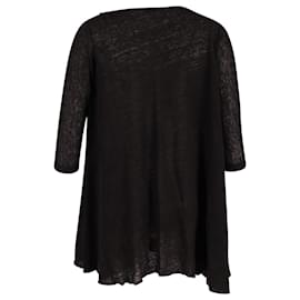 Maje-Maje Quarter-Sleeved Mini Dress in Black Linen-Black