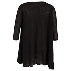 Maje-Maje Quarter-Sleeved Mini Dress in Black Linen-Black