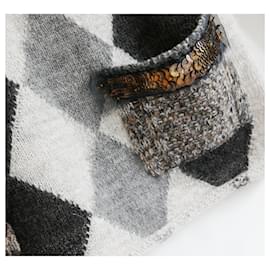 Prada-Prada AW01 Argyle-Pullover mit Paillettenbesatz-Grau