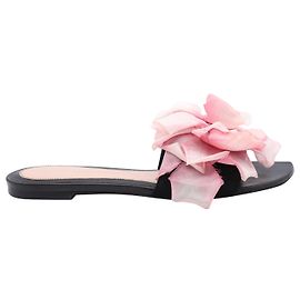 Alexander McQueen Pantoletten mit Blumenapplikation aus schwarzem Leder Schwarz