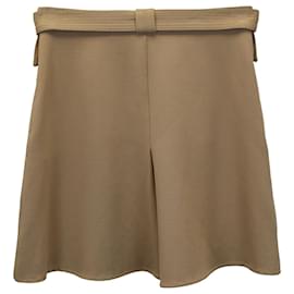 Maje-Maje Belted Mini A-Line Skirt in Camel Polyester-Yellow,Camel