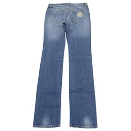 Roberto Cavalli-Calça jeans reta Roberto Cavalli em algodão azul-Azul