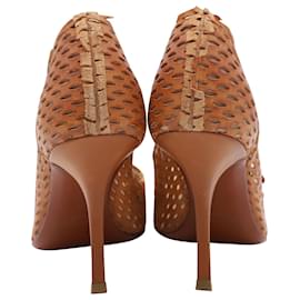 Lanvin-Lanvin Perforated Heels in Brown Leather -Brown