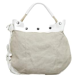 Prada-Canvas Shoulder Bag-Beige