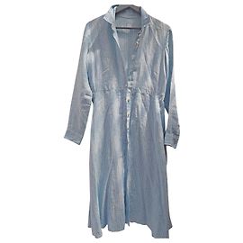 120% LINO Robe rayée en lin bleu 120%LINO Bleu clair