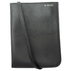 NOVA BOLSA VALEXTRA BOLSA TRANSVERSAL EM COURO PRETO GRAIN CLUCH Preto