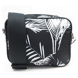 NOVA BOLSA SONIA RYKIEL BAMBU FOLHAS DE LONA PRETA COM BOLSA DE OMBRO Outro