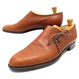 JM Weston-JM WESTON RICHELIEU ONE CUT SHOES 11C 44.5 45 FINE BROWN LEATHER SHOES-Brown