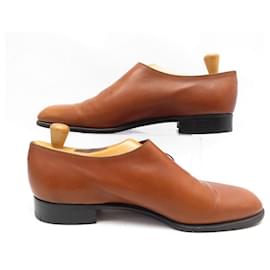 JM Weston-JM WESTON RICHELIEU ONE CUT SHOES 11C 44.5 45 FINE BROWN LEATHER SHOES-Brown