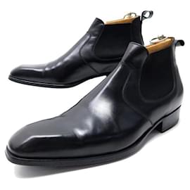 JM Weston-JM WESTON INFORMAL CHELSEA SHOES 457 Boots 10E 44 WIDE LEATHER SHOES-Black
