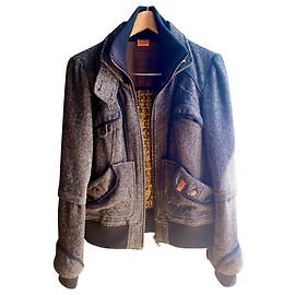 Autre Marque Onia Tweed-Stoßfängerjacke Braun Schwarz Karamell