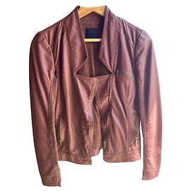 Veste en cuir marron Pinko Marron