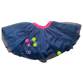 Saia de tule Billieblush com dinossauros e pompons Azul marinho Azul escuro