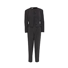 Gianni Versace-Gianni Versace Pinstripe Jumpsuit and Jacket-Grey