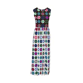 Lanvin-Jeanne Lanvin Vintage-Kleid mit optischem Muster-Mehrfarben