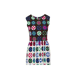 Lanvin-Jeanne Lanvin Vintage-Kleid mit optischem Muster-Mehrfarben