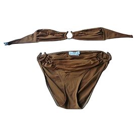 Céline CELINE Maillot de bain deux pièces bandeau T38 Marron clair