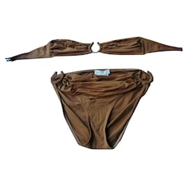 Céline-Costume da bagno due pezzi a fascia CELINE T38-Marrone chiaro