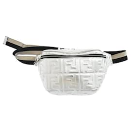 Fendi-*FENDI FF Embossed Nappa Leather Body Bag Silver-Silvery