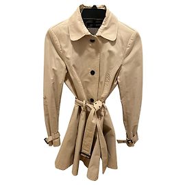 Gabardina Zara de algodón beige con cinturón Beige