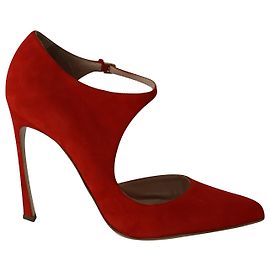 Décolleté Sergio Rossi D'Orsay in camoscio rosso Rosso