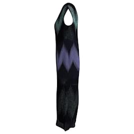 Missoni-M Missoni - Robe longue en maille côtelée zigzag métallisée en viscose multicolore-Multicolore