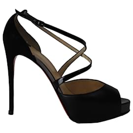 Pre-owned Christian Louboutin Black/gold Glitter Floque And Suede Daffodile  Platform Pumps Size 38.5