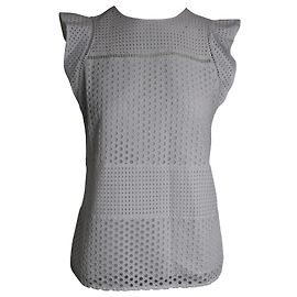 Michael Kors Combo-Ösenbluse aus weißer Baumwolle Weiß