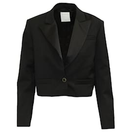 Sandro-Sandro Cropped Blazer in Black Polyester-Black