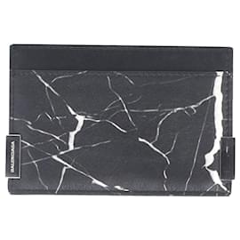 Balenciaga-Balenciaga Marble Print Card Holder in Black Leather-Black