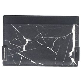 Tarjetero Balenciaga con estampado de mármol en piel negra Negro