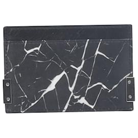 Balenciaga-Balenciaga Marble Print Card Holder in Black Leather-Black