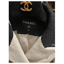 Chanel-Tweed jacket black and ecru 36 French-Black,Beige