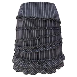 Autre Marque-Jupe InWear en laine noire à fines rayures-Noir