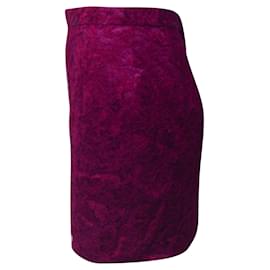 Dolce & Gabbana-Dolce & Gabbana Mini Jupe Crayon en Dentelle en Coton Violet-Violet