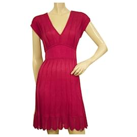 M Missoni-M Missoni Fuchsia knitted Sleeveless mini above knee Fit & Flare dress size 38-Red