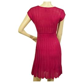 M Missoni-M Missoni Fuchsia tricoté Sans manches Mini au-dessus du genou Taille de robe ajustée et évasée 38-Rouge