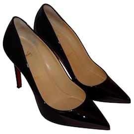 Christian Louboutin-CHRISTIAN LOUBOUTIN Black Pigalle Patent Leather Pump Heel 38.5 US 8.5 UK 5.5-Black