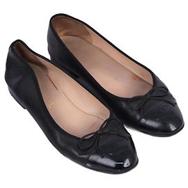 CHANEL Bailarinas T.UE 39 cuero Negro